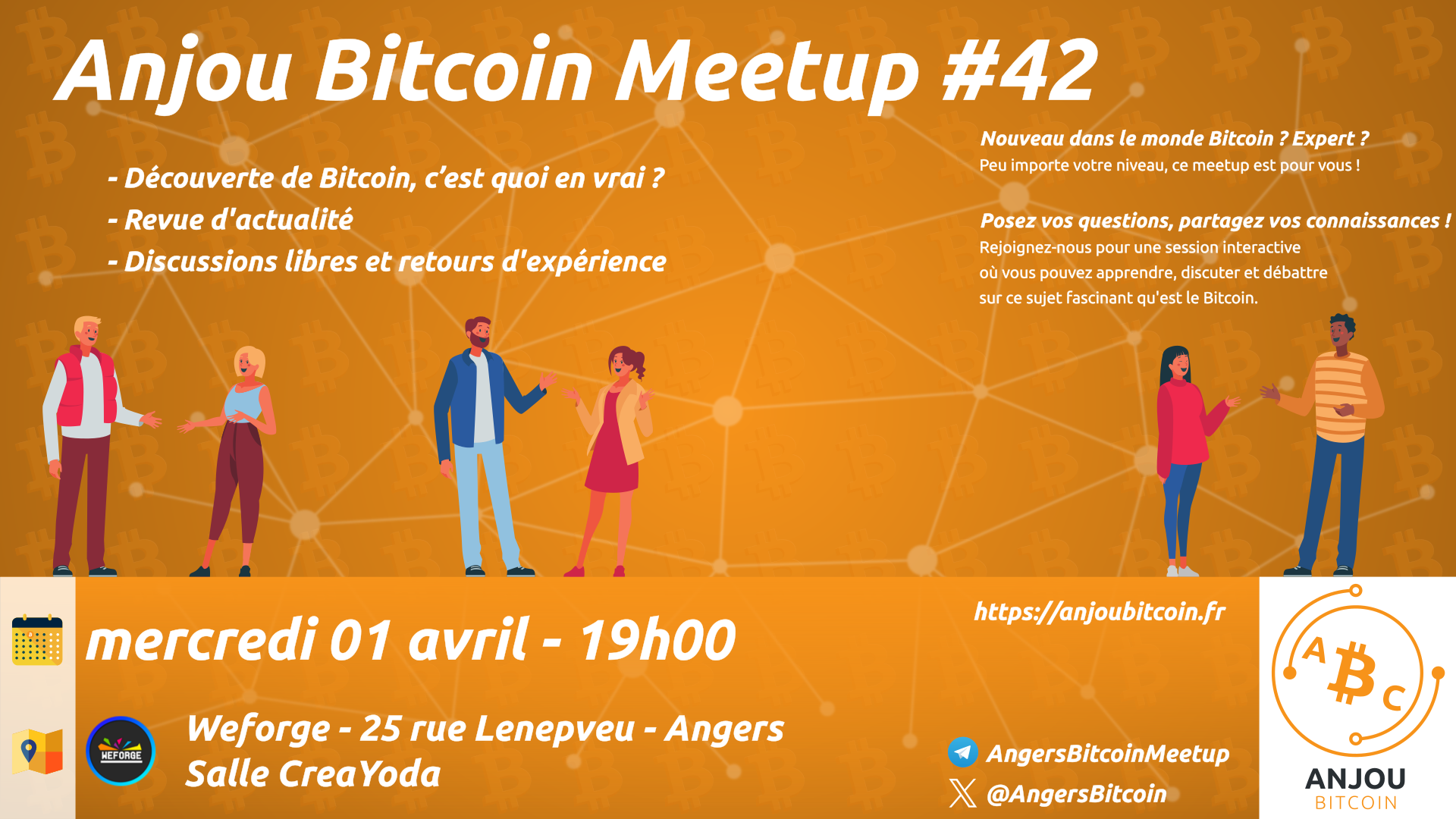 Angers Bitcoin Meetup - Mercredi 1er avril 2026