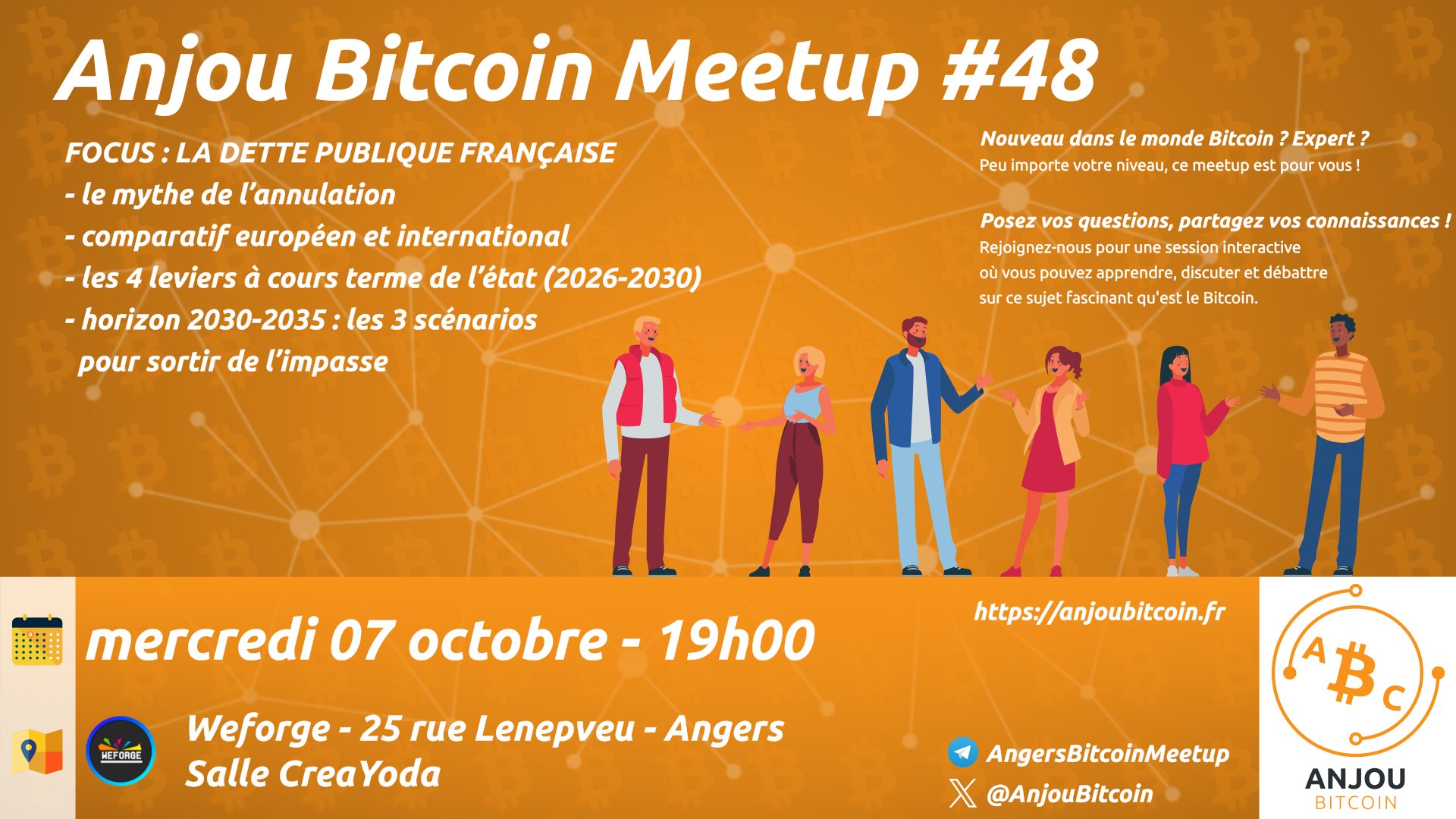 Angers Bitcoin Meetup - Mercredi 7 octobre 2026